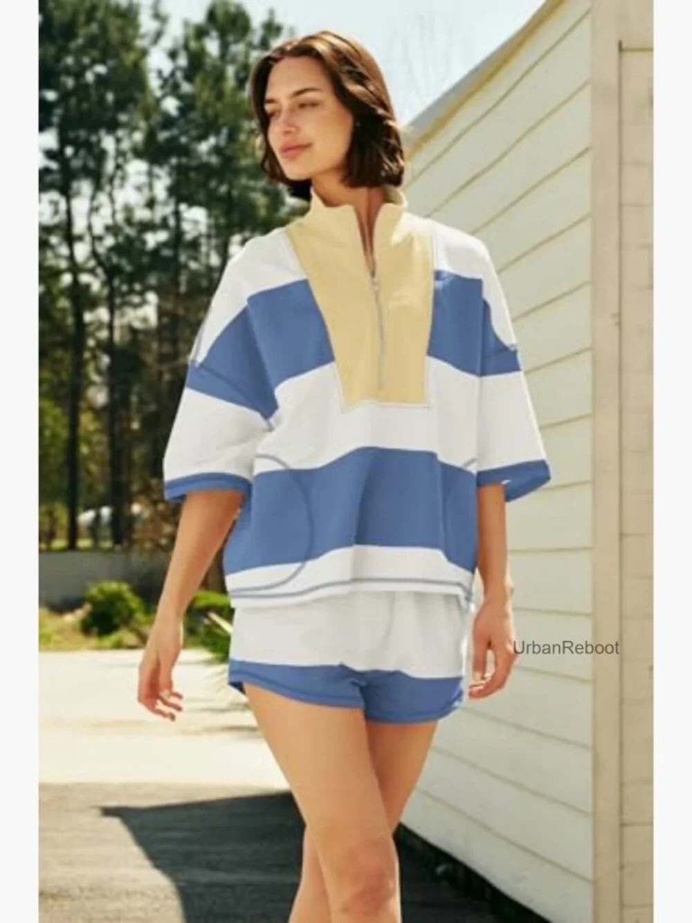 2 Piece Workout Short Set Matching Lounge Top and Shorts with Pockets